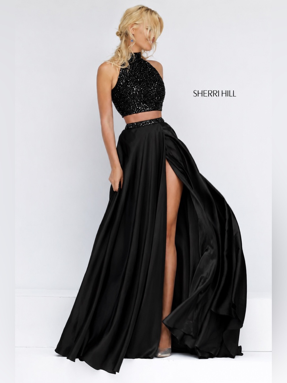 Sherri Hill Black 2 Piece Gown Size 2 NWT Prom Pageant Gala Formal